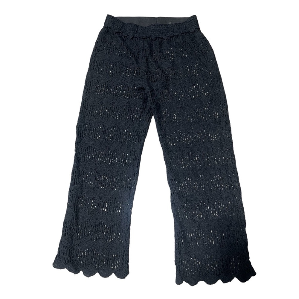 Soft Surroundings Crochet Lace Open Knit Black Pants Sz: S Petite Boho‎ Coastal